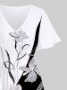 Floral Leaves Two Tone Print Plus Size Matching Hawaii Beach Outfit For Couples -  