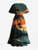 Colorful Cloud Coconut Tree Sea Beach Print Plus Size Matching Hawaii Beach Outfit For Couples -  