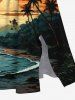 Colorful Cloud Coconut Tree Sea Beach Print Plus Size Matching Hawaii Beach Outfit For Couples -  