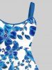 Ombre Floral Leaves Print Plus Size Matching Hawaii Beach Outfit For Couples -  
