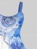 Watercolor Tie Dye Ombre Rose Flower Print Plus Size Matching Hawaii Beach Outfit For Couples -  