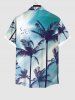 Plus Size Coconut Tree Bird Ombre Light Beam 3D Print Buttons Pocket Hawaii Shirt For Men -  