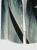 Plus Size Coconut Tree Ombre Light Beam 3D Print Buttons Pocket Hawaii Shirt For Men -  