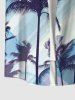 Plus Size Coconut Tree Bird Ombre Light Beam 3D Print Buttons Pocket Hawaii Shirt For Men -  