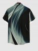 Plus Size Coconut Tree Ombre Light Beam 3D Print Buttons Pocket Hawaii Shirt For Men -  