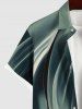 Plus Size Coconut Tree Ombre Light Beam 3D Print Buttons Pocket Hawaii Shirt For Men -  