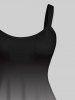 Plus Size Ombre Colorblock Coconut Tree Sea Print Hawaii Tank Dress -  