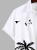 Plus Size Sun Coconut Tree Bird Sea Print Buttons Pocket Hawaii Shirt For Men -  