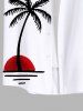 Plus Size Sun Coconut Tree Bird Sea Print Buttons Pocket Hawaii Shirt For Men -  
