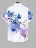Plus Size Tie Dye Paint Splatter Branch Flowers Print Buttons Pocket Hawaii Shirt For Men -  