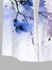 Plus Size Tie Dye Paint Splatter Branch Flowers Print Buttons Pocket Hawaii Shirt For Men -  