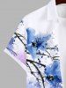 Plus Size Tie Dye Paint Splatter Branch Flowers Print Buttons Pocket Hawaii Shirt For Men -  