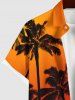 Plus Size Coconut Tree Ombre Sky Print Hawaii Button Pocket Shirt For Men -  