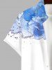 Plus Size Watercolor Tie Dye Ombre Rose Flower Ink Painting Splatter Print Hawaii Button Pocket Shirt For Men -  