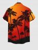Plus Size Coconut Tree Ombre Sky Print Hawaii Button Pocket Shirt For Men -  