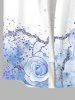 Plus Size Watercolor Tie Dye Ombre Rose Flower Ink Painting Splatter Print Hawaii Button Pocket Shirt For Men -  