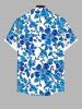 Plus Size Ombre Floral Leaves Print Hawaii Button Pocket Shirt For Men -  