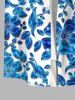 Plus Size Ombre Floral Leaves Print Hawaii Button Pocket Shirt For Men -  