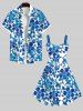 Plus Size Ombre Floral Leaves Print Hawaii A Line Tank Dress -  