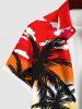 Plus Size Coconut Tree Sea Dancer Ombre Sky Cloud Print Hawaii Button Pocket Shirt For Men -  
