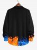 Plus Size Feather Wings Fire Flame Print Halloween Button Shirt For Men -  