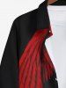 Plus Size Feather Wings Fire Flame Print Halloween Button Shirt For Men -  