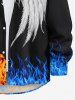 Plus Size Feather Wings Fire Flame Print Halloween Button Shirt For Men -  