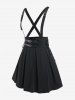Gothic Lace Up Buckles Godet Hem A Line Suspender Skirt -  