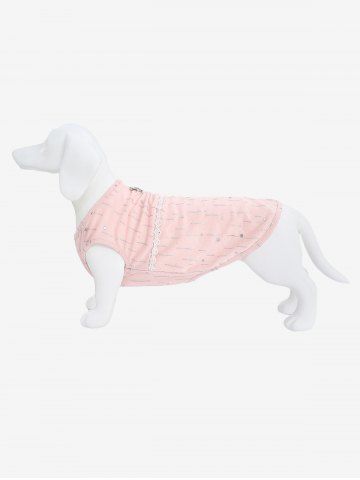 Pet's Crochet Trim Glitter Line D-Ring Vest - LIGHT PINK - 3XL