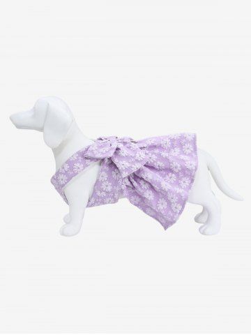 Pet's Jacquard Floral D-Ring Bowknot Dress - PURPLE - M