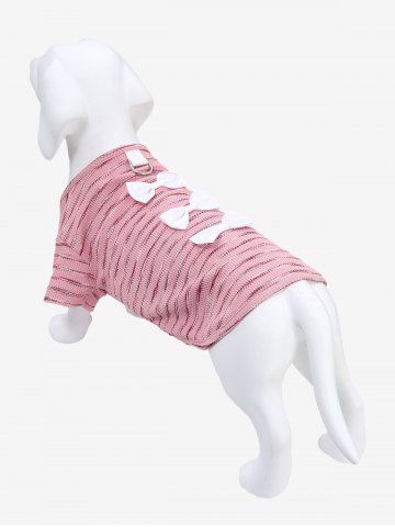 Pet's Bowknot Striped D-Ring T-shirt - LIGHT PINK - S