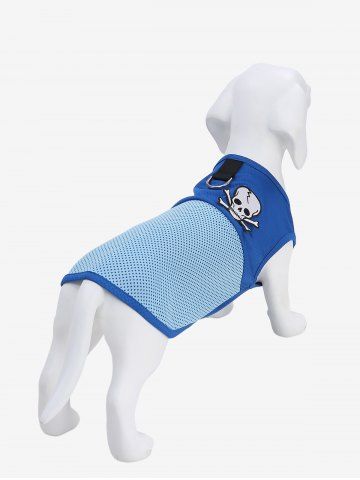 Pet's Patchwork Skull Appliques Breathable Tank Top - DEEP BLUE - S