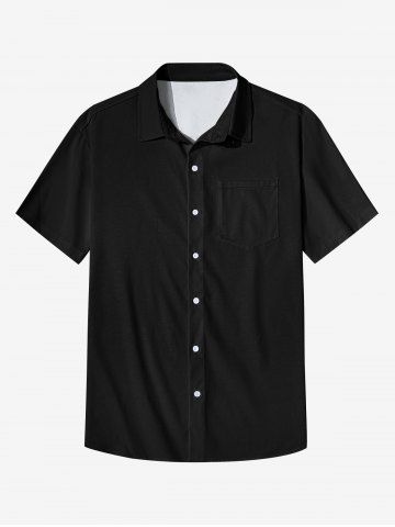 Plus Size Solid Buttons Shirt For Men - BLACK - L