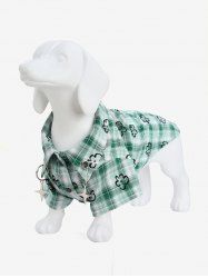 Pet's Plaid Floral Print Toggle Drawstring O-Ring Stars Button Shirt -  