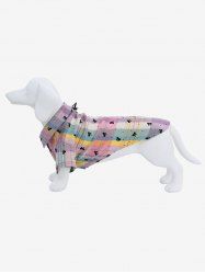 Pet's Candy Color Plaid Bowknot Polka Dot Print Toggle Drawstring Button Shirt -  