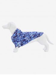 Pet's Turn-down Collar Flower Leaf Print Hawaii Button Shirt -  