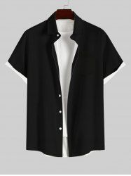 Plus Size Solid Buttons Pocket Shirt For Men -  