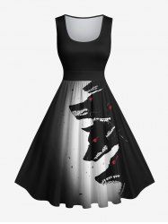 Plus Size Wolf Print Halloween Costume Ombre Vintage Swing A Line Dress -  