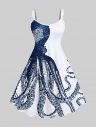 Plus Size Octopus Print Hawaii Tank Dress -  