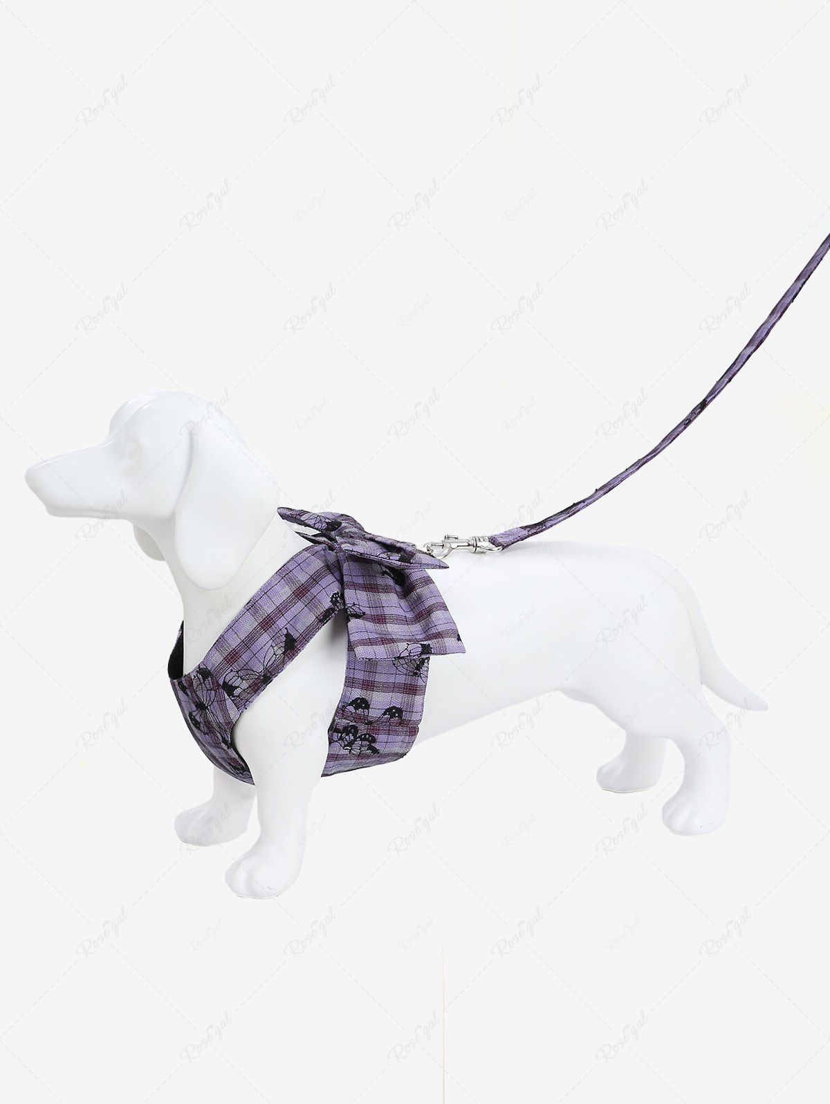 Sale Pet's Butterfly Plaid Print Bowknot Vest with Leash  