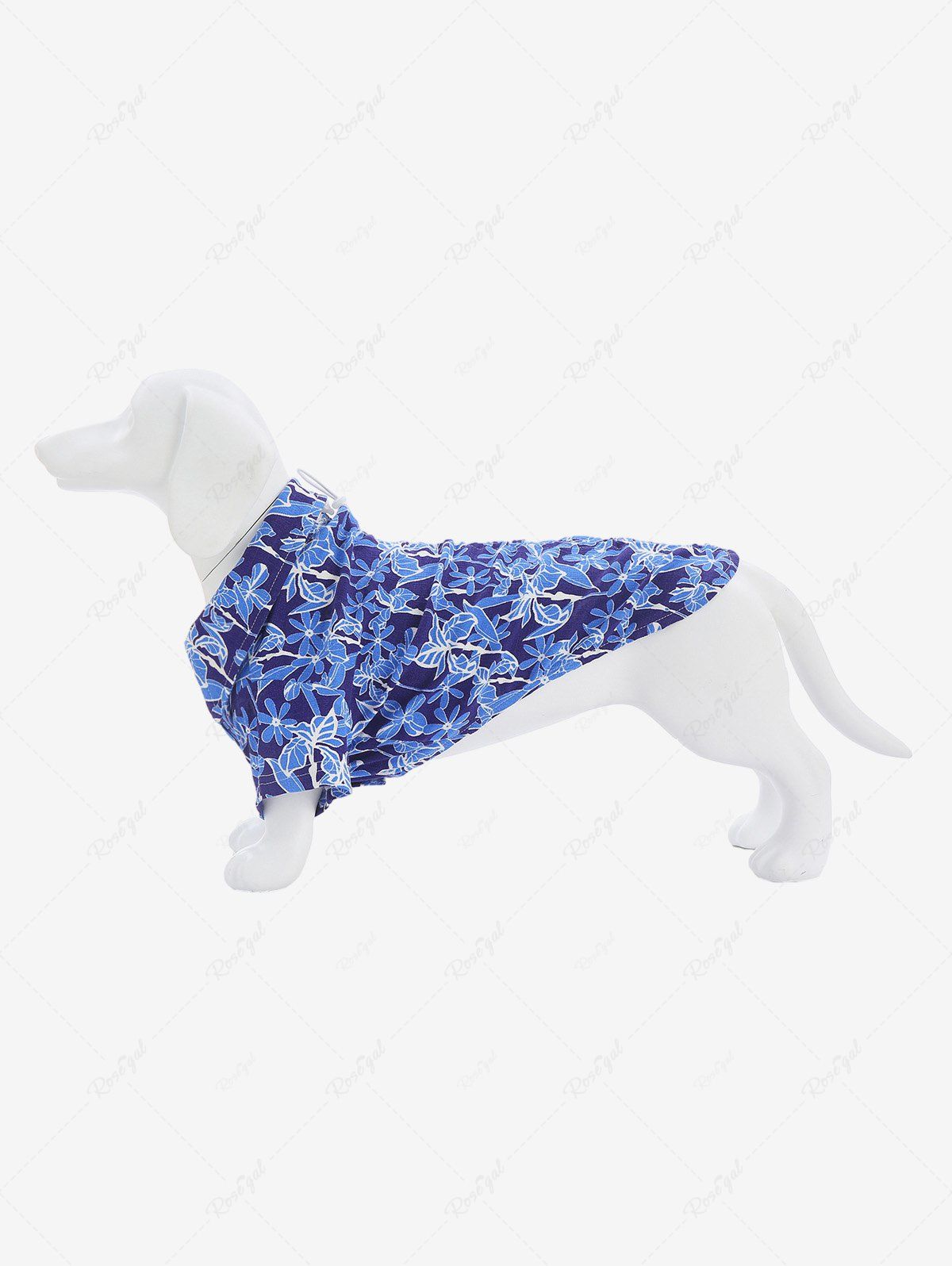 Trendy Pet's Turn-down Collar Flower Leaf Print Hawaii Button Shirt  