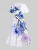 Tie Dye Paint Splatter Branch Flowers Print Plus Size Matching Hawaii Beach Outfit For Couples -  