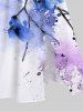 Tie Dye Paint Splatter Branch Flowers Print Plus Size Matching Hawaii Beach Outfit For Couples -  