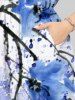 Tie Dye Paint Splatter Branch Flowers Print Plus Size Matching Hawaii Beach Outfit For Couples -  