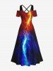 Glitter Lightning Print Plus Size Matching Hawaii Beach Outfit For Couples -  