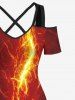 Glitter Lightning Print Plus Size Matching Hawaii Beach Outfit For Couples -  