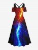 Glitter Lightning Print Plus Size Matching Hawaii Beach Outfit For Couples -  