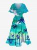 Coconut Tree Cloud Sea Ombre Sky Print Plus Size Matching Hawaii Beach Outfit For Couples -  