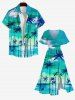 Plus Size Coconut Tree Cloud Sea Ombre Sky Print Split Hawaii Midi Dress -  