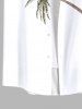 Plus Size Coconut Tree Colorblock Print Buttons Pocket Hawaii Shirt For Men -  